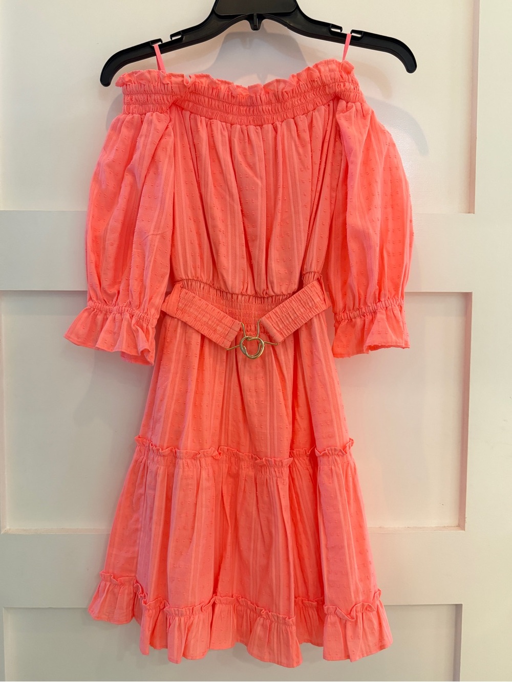 Lily Pulitzer Cotton Off-Shoulder Dress in Orange/Pink Size XS Like New